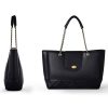 Elegant PU Leather Ladies Handbag Metal Chain Tote Bag