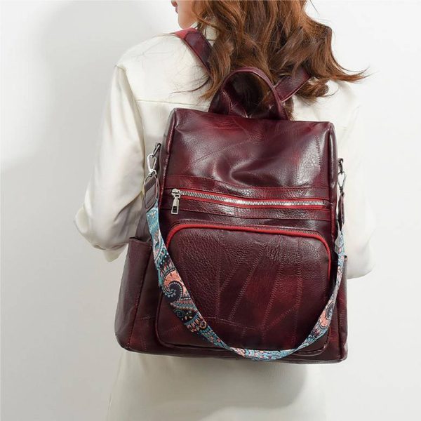 Polyurethane Women Waterproof Purse Travel Backpack