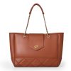 Elegant PU Leather Ladies Handbag Metal Chain Tote Bag