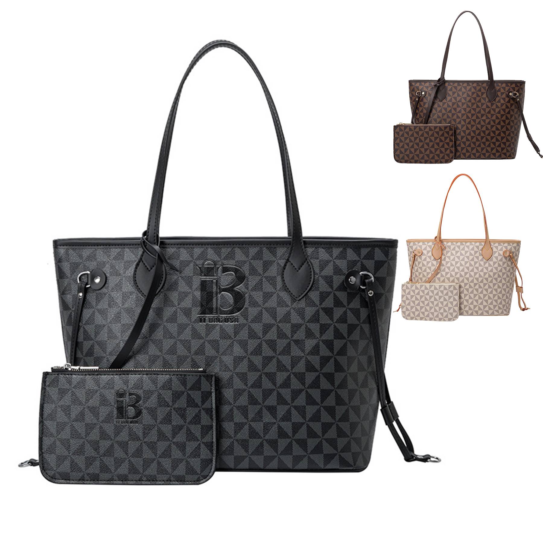 Pvc Check Waterproof Tote Bag For Women