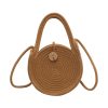 Straw Solid Round Tote Cross-body Bag