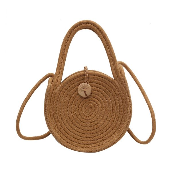 Straw Solid Round Tote Cross-body Bag
