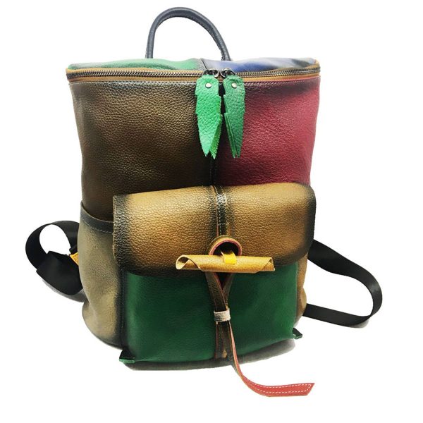 Genuine Leather Vintage contrast backpack