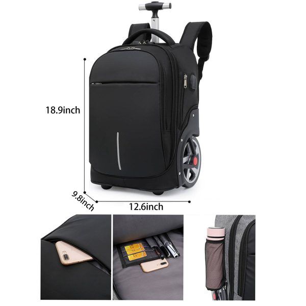 Oxford Rolling with 4 Wheels Travel Backpack Duffel bag Men