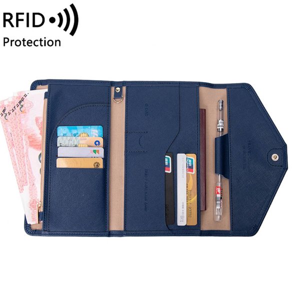 PU leather RFID multifunctional passport wallet for women