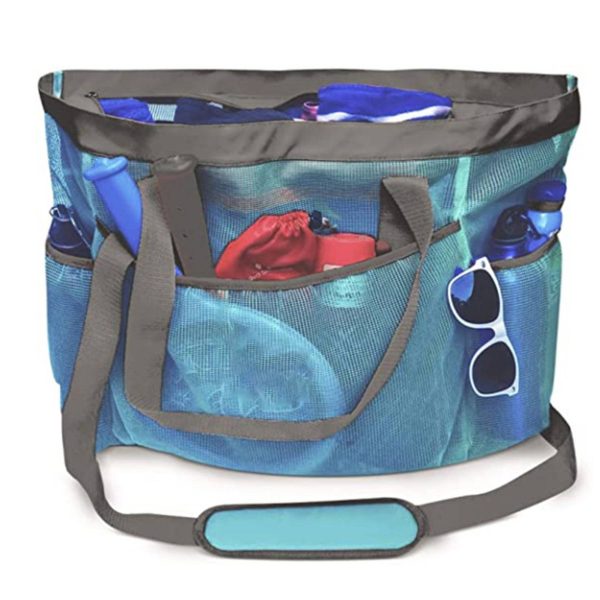 Nylon Mesh Beach crossbody Bag with Zipper