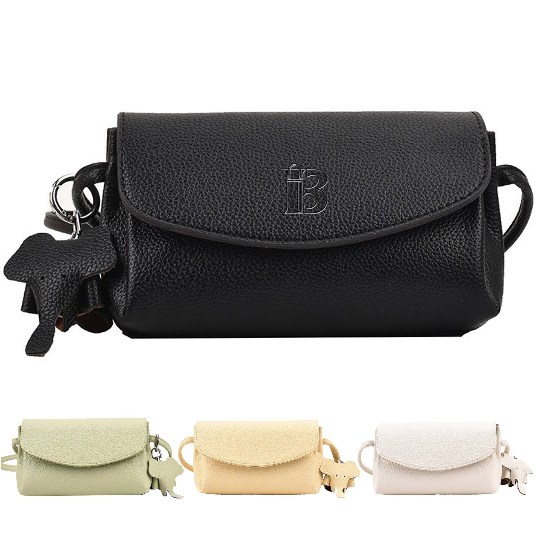 PU Leather Crossbody Shoulder Bag With Elephant Pendant