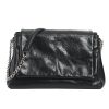 Genuine Leather Shoulder Tote bag with Hardware Chain
