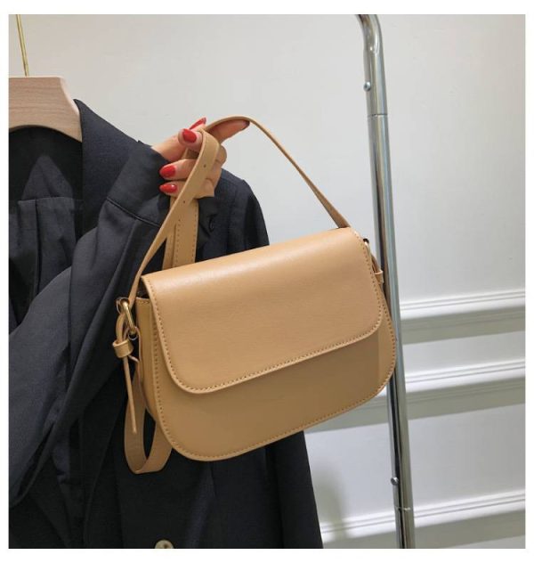 Women's PU Leather Minimalist Saddle Tote Bag