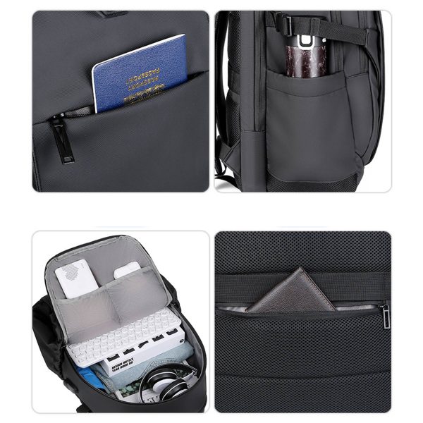 USB Nylon Waterproof Black Backpack for Men and Women