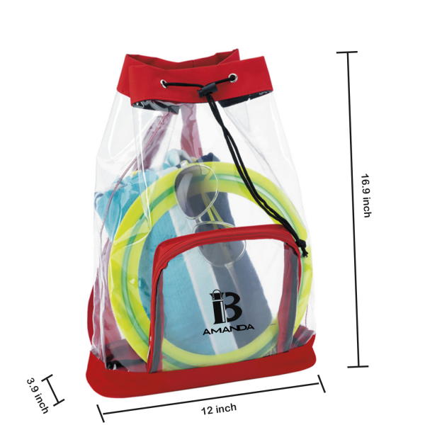 Water Proof PVC Transparent Clear Drawstring Backpack