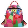 Genuine Leather Large capacity paneled backpack for women