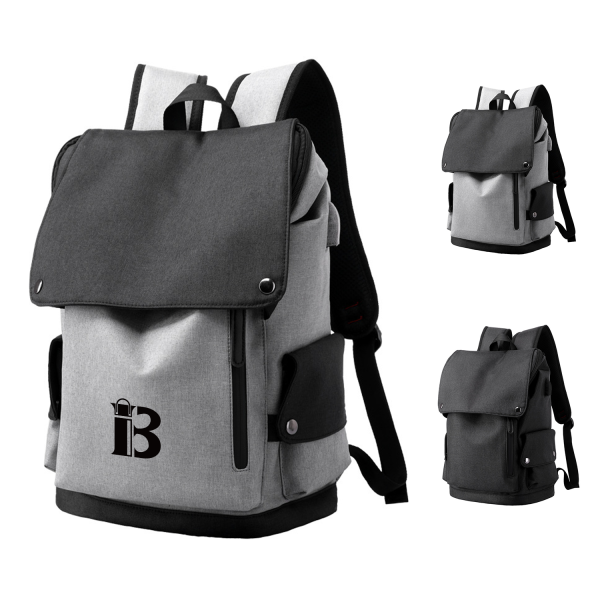 Oxford Waterproof Laptop Backpack With USB Charging Port