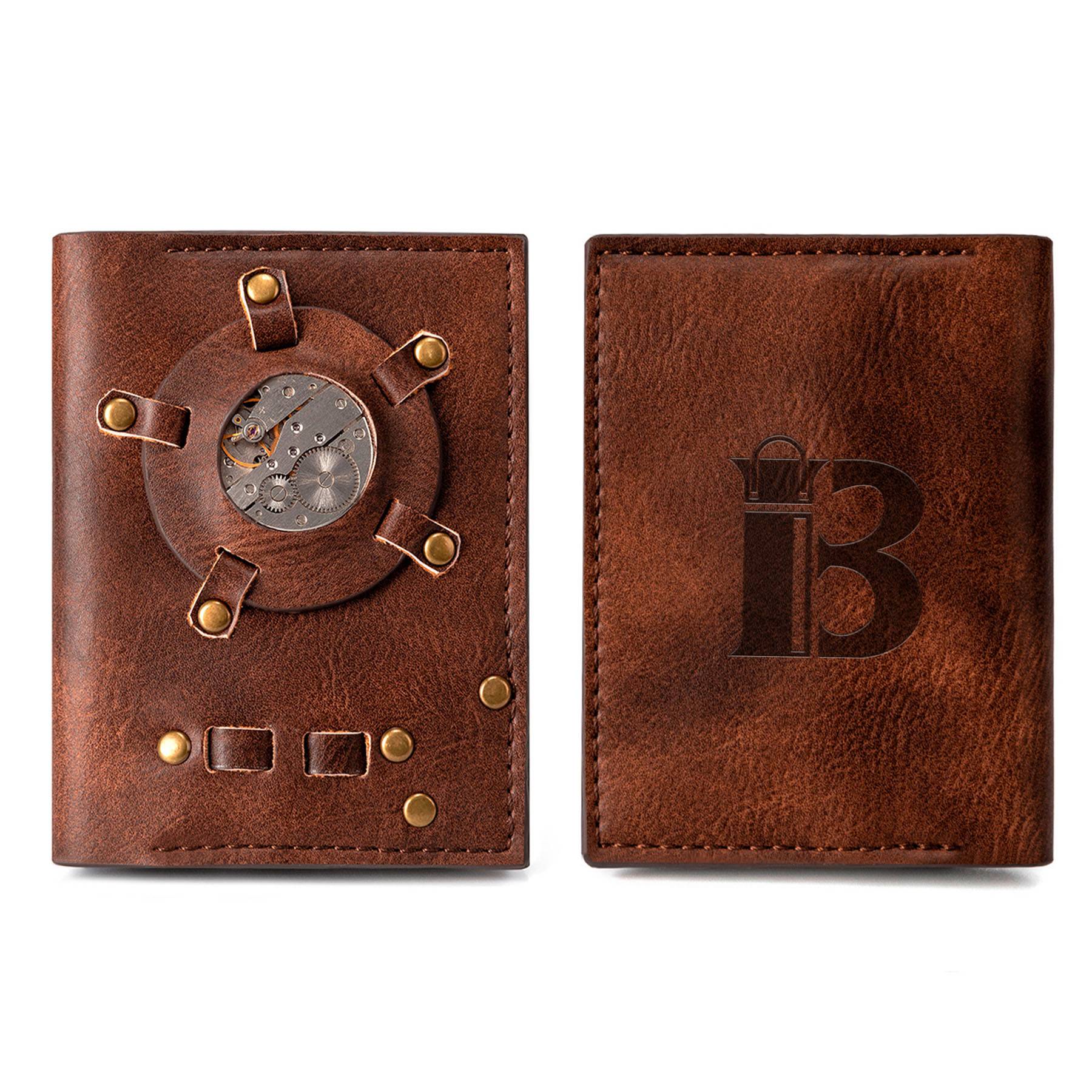 PU brown punk wallet