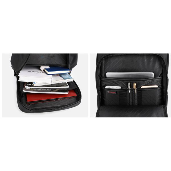 Business Notebook Polyester Backpack With USB Charging Port