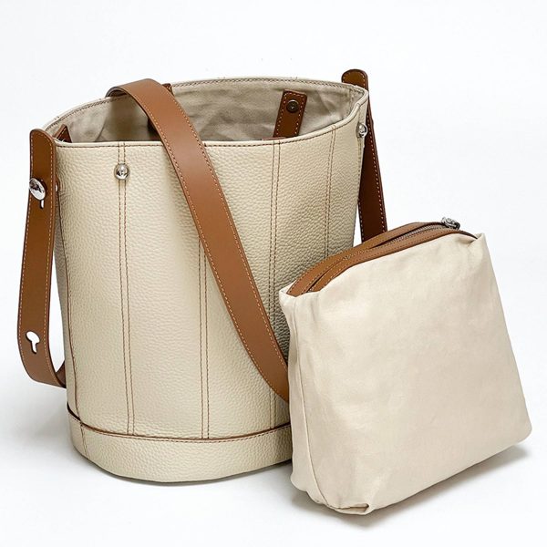 Genuine Leather Bucket HandBag Tote Bag For Women