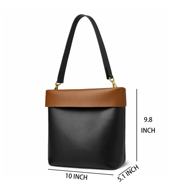 Genuine Leather Color-block shoulder commuter cross-body bag