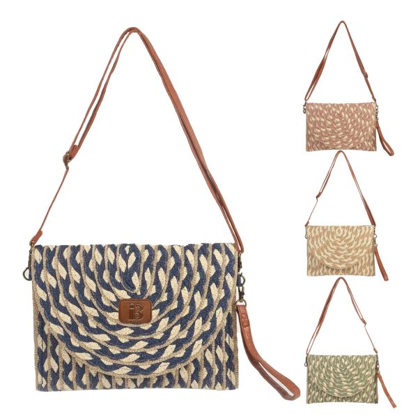 Natural Straw Bag Hand Woven Round Handle Handbags Retro