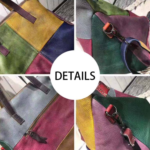 Genuine Leather Vintage contrasting tote cross-body bag
