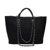 Canvas Tote Bag Large Capacity Solid Color Chain