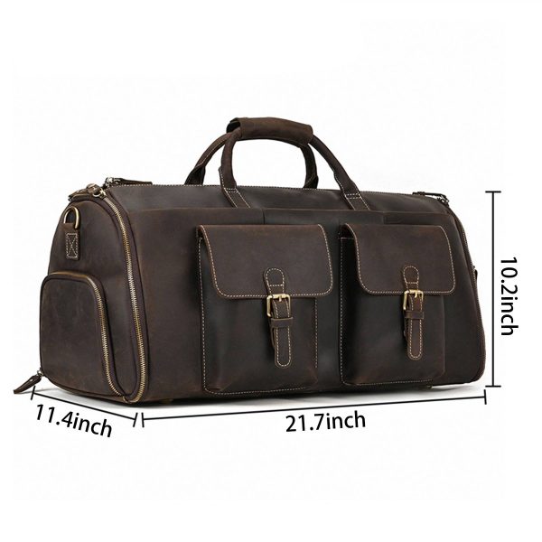 Genuine Leather Hanging Suitcase Suit Business Duffle Bag