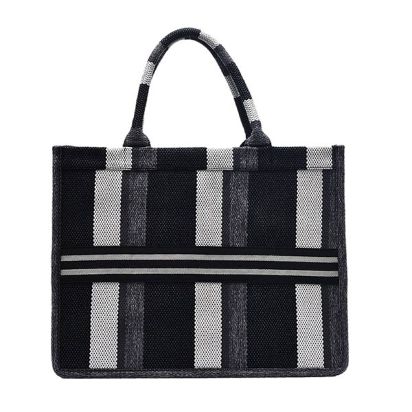 Canvas Tote Bag Simple Stripe Large Capacity