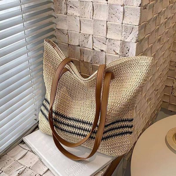 Hand-woven Straw Shoulder Summer Beach Bag