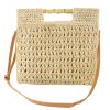 Jute Straw Beach Bamboo Top Handle Handbag Crossbody Bag