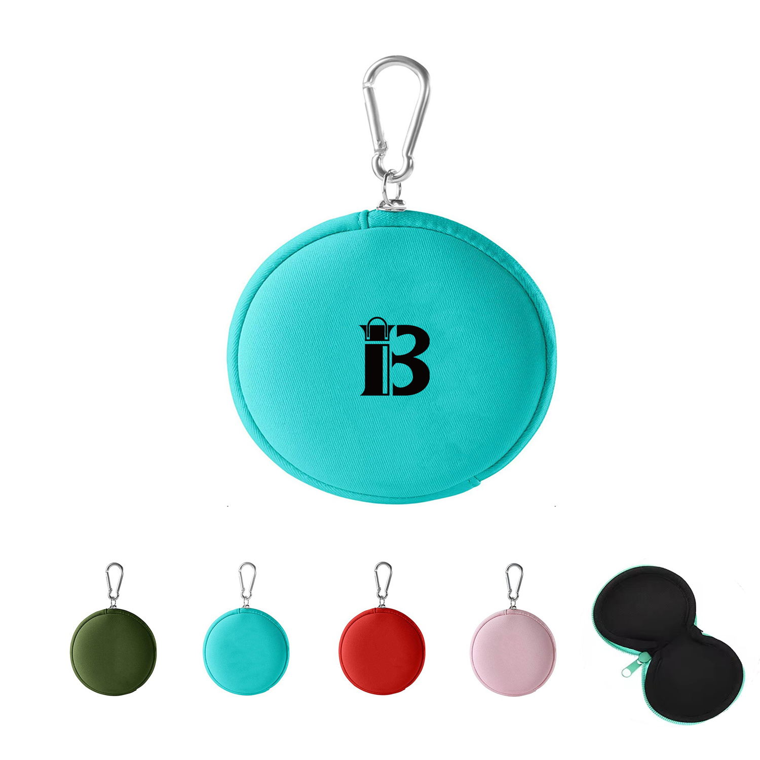 Neoprene Hanging Zippered Round Coin Pouch
