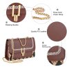 Pu Trendy Crossbody Bags with Chain Strap women Brown