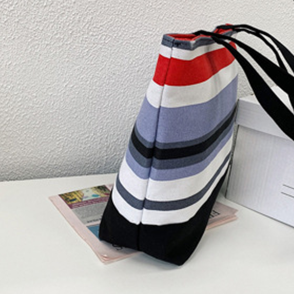 Coloured striped canvas tote bag