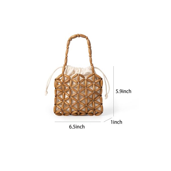 Wooden Tote Bag with a canvas drawstring pocket inside
