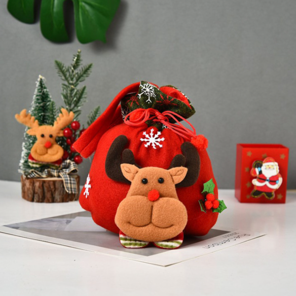 3D Designs Flannel Decoration Christmas Drawstring Gift Bags