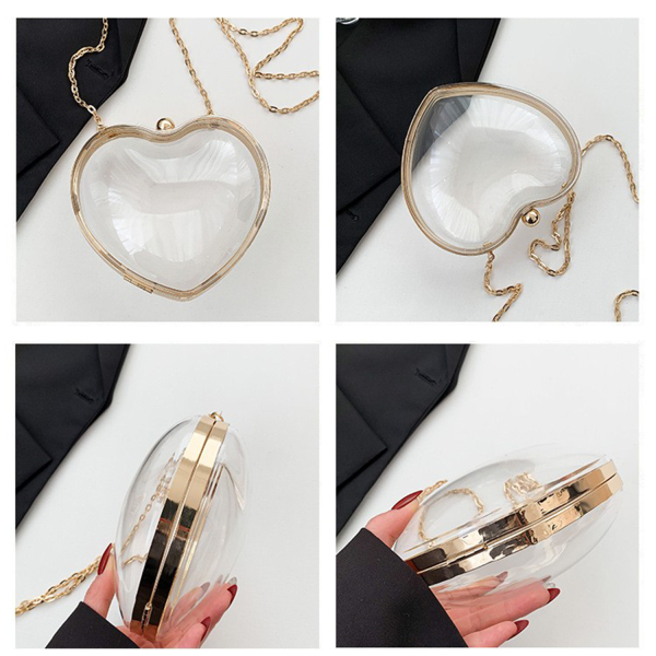Transparent Heart shaped One Shoulder Crossbody Bag