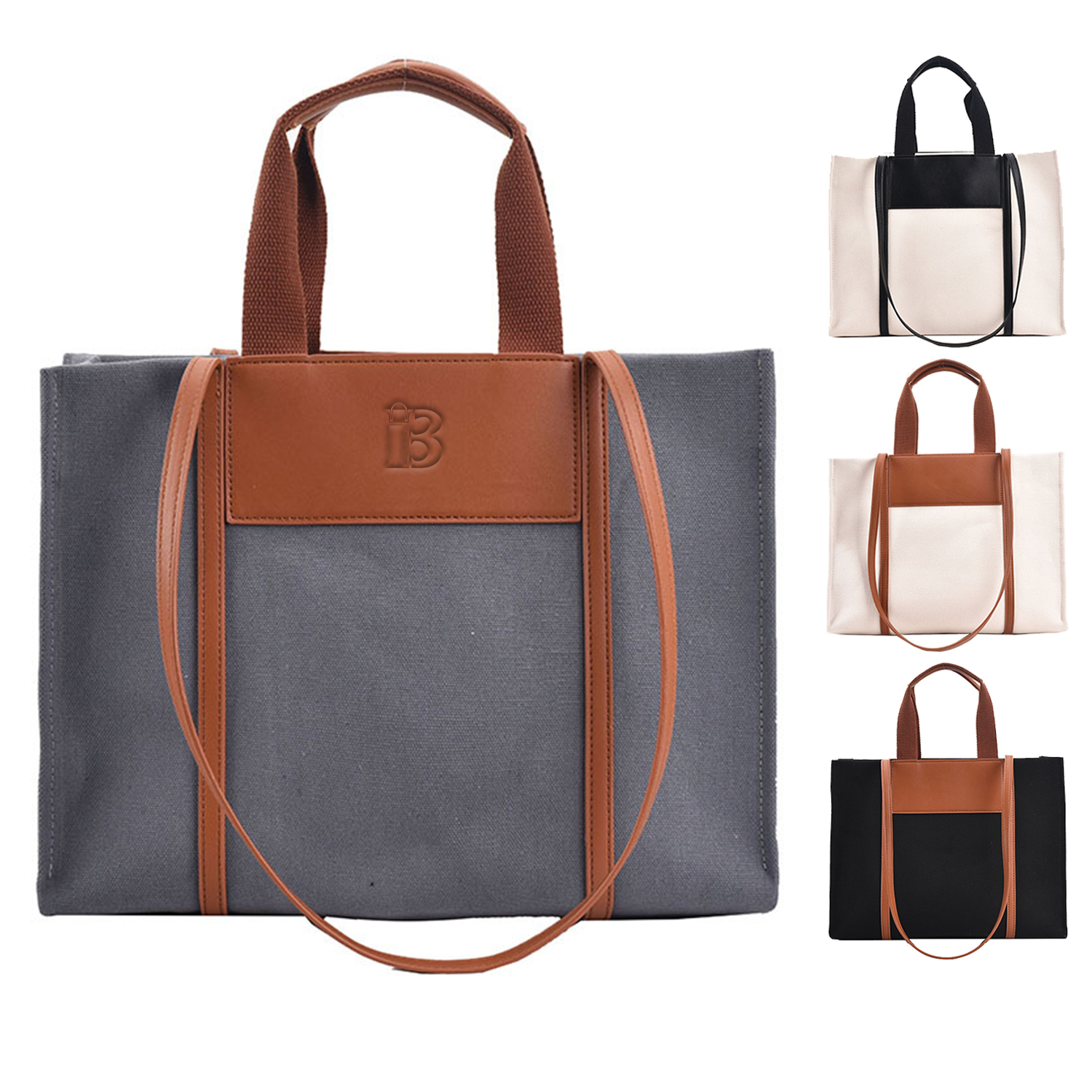 Canvas Tote Bag Clash Color Customized for Women