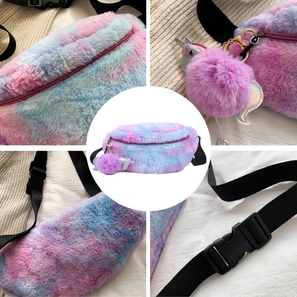 Cotton Stylish and versatile dyed plush belt chest bag