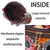 Genuine Leather Contrasting hand-fringed floral paneling bag