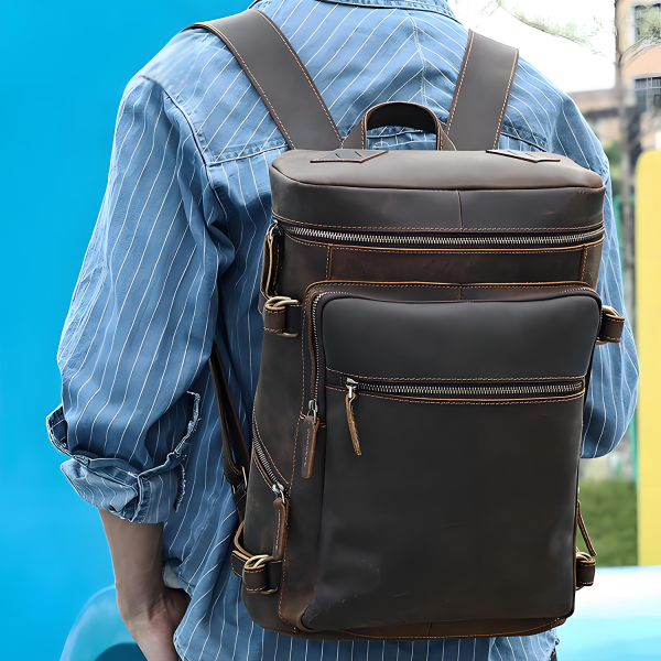 Genuine Leather Vintage Laptop Backpack for Travel