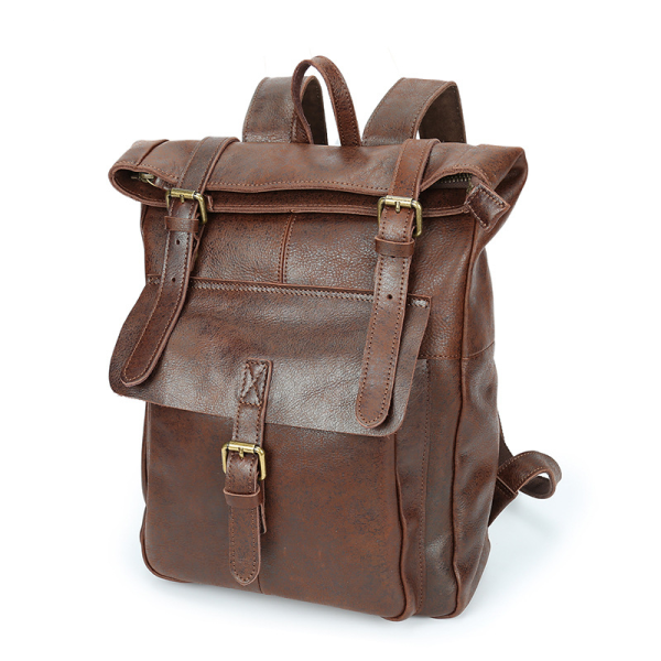 Large Waterproof Leather Backpack for Men and Women