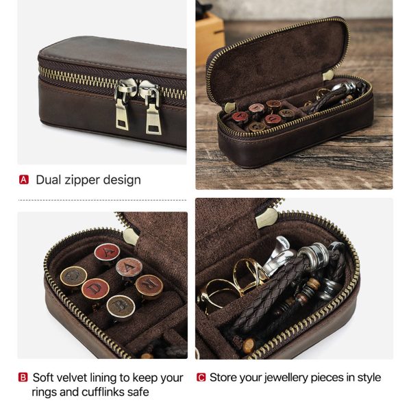 Genuine Leather Jewelry Box Organizer Make-up bag Women
