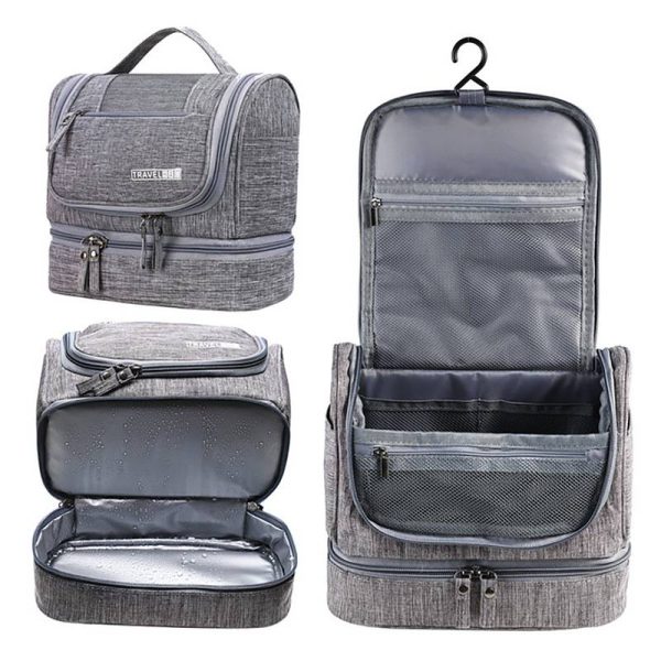 Multi functional dry wet separation makeup wash bag