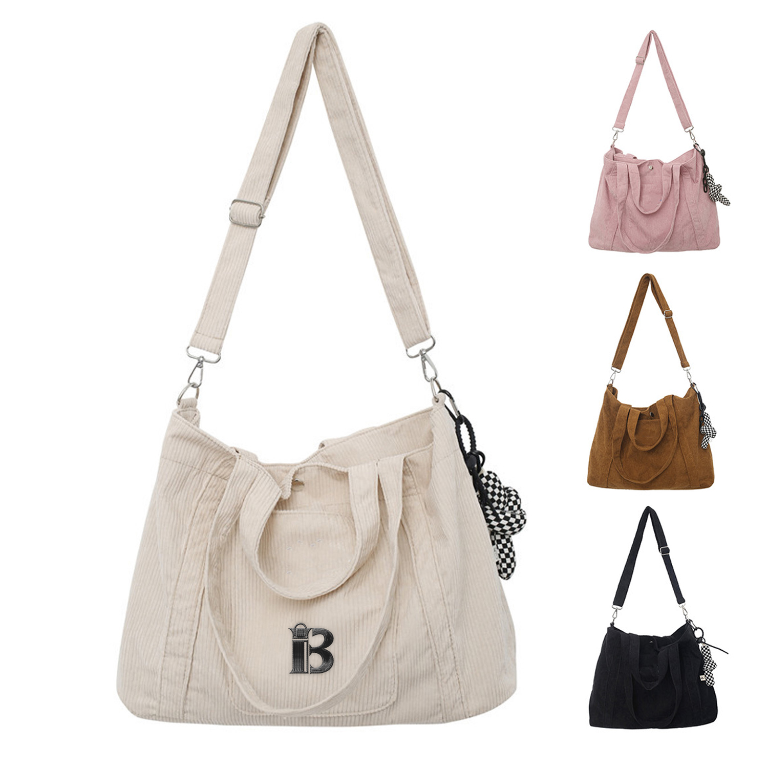 Corduroy Tote Crossbody Bag
