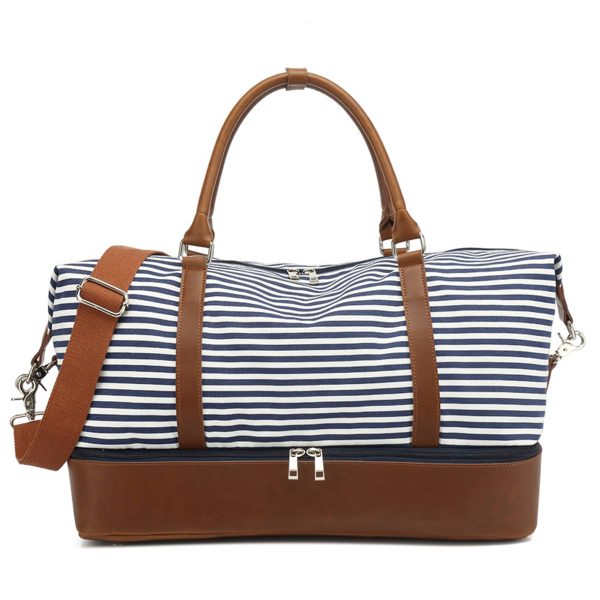 Canvas Travel Duffel Bag with Shoes Compartment