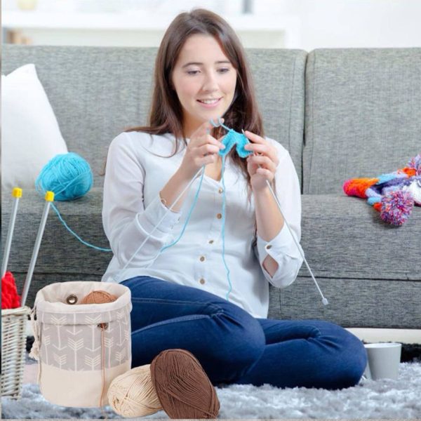 Small Knitting Drawstring Crochet Bag