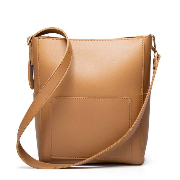 PU Simple vintage bucket tote cross-body bag