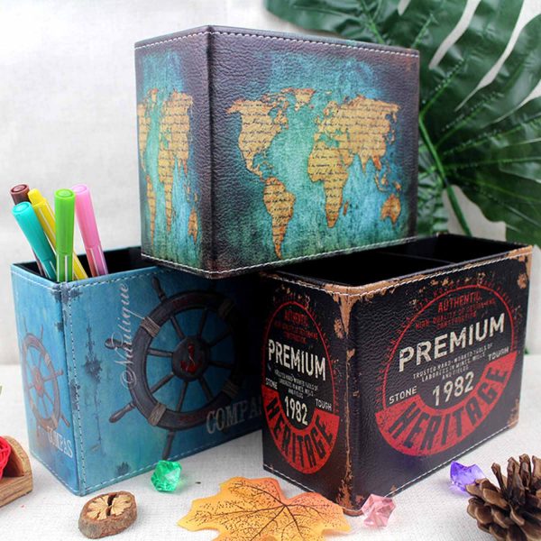 Pen holder, stationery, leather storage box