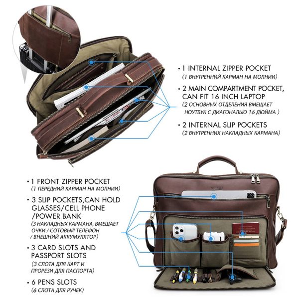 Genuine Leather lightweight Laptop Messenger Sleeves/Cases
