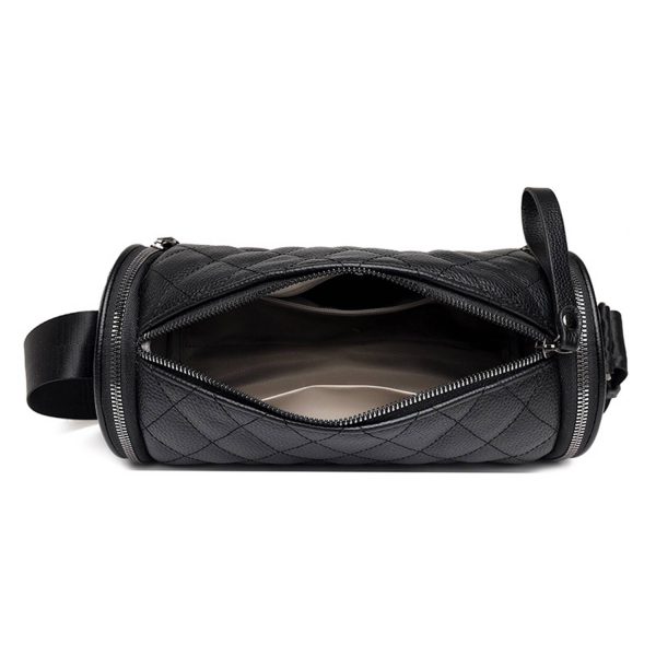 Real Leather Cylinder Crossbody Shoulder Bag