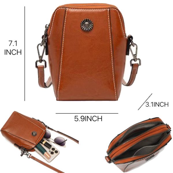 Genuine Leather Small Crossbody Purses for Women Phone Bag