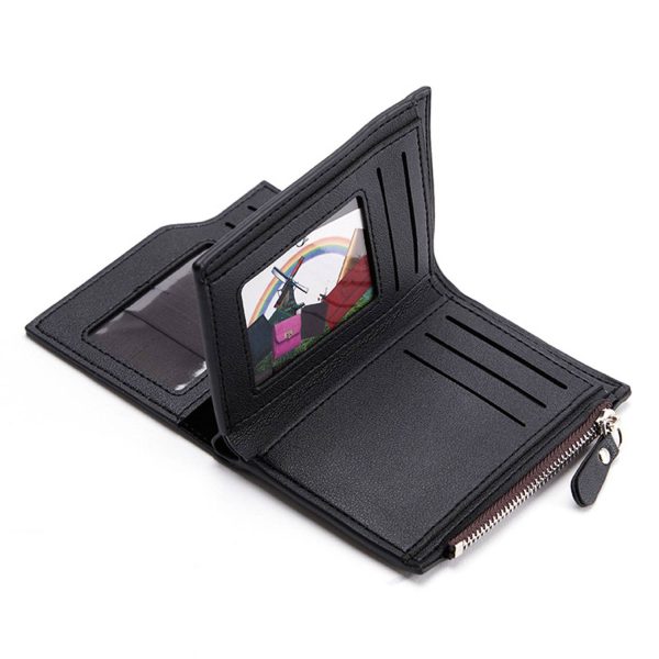 PU Leather Short Zipper Fashion Vertical Wallet For Men